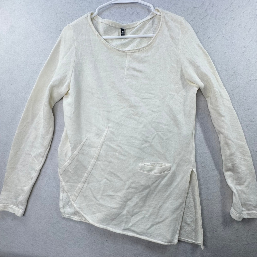 European Culture Top Women S Cream Artsy Asymmetrical Knit Long Sleeve - Picture 6 of 10